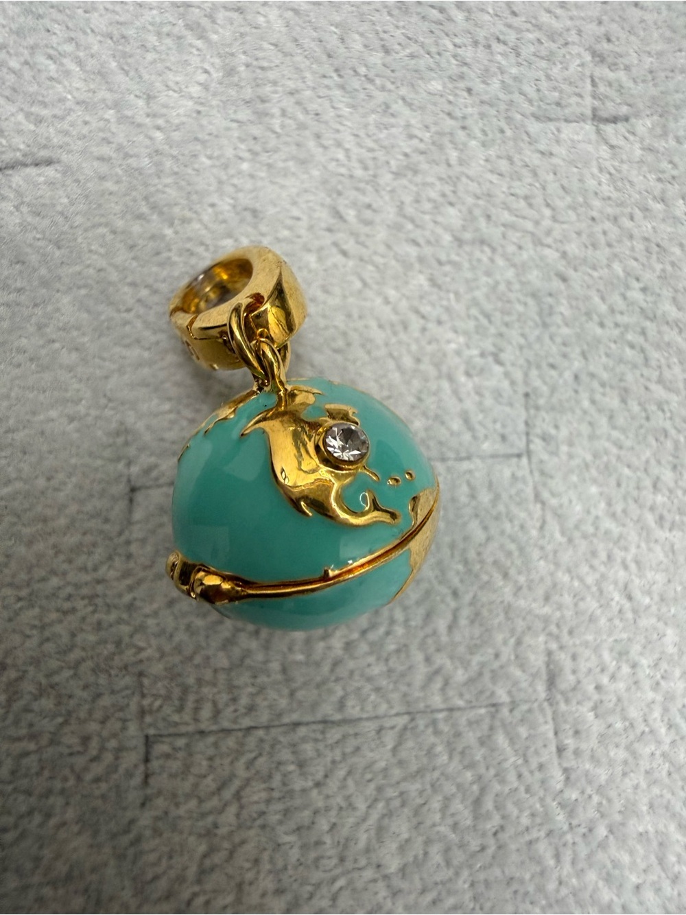 Gold tone & Turquoise Globe Charm Pendant - Women Jewelry